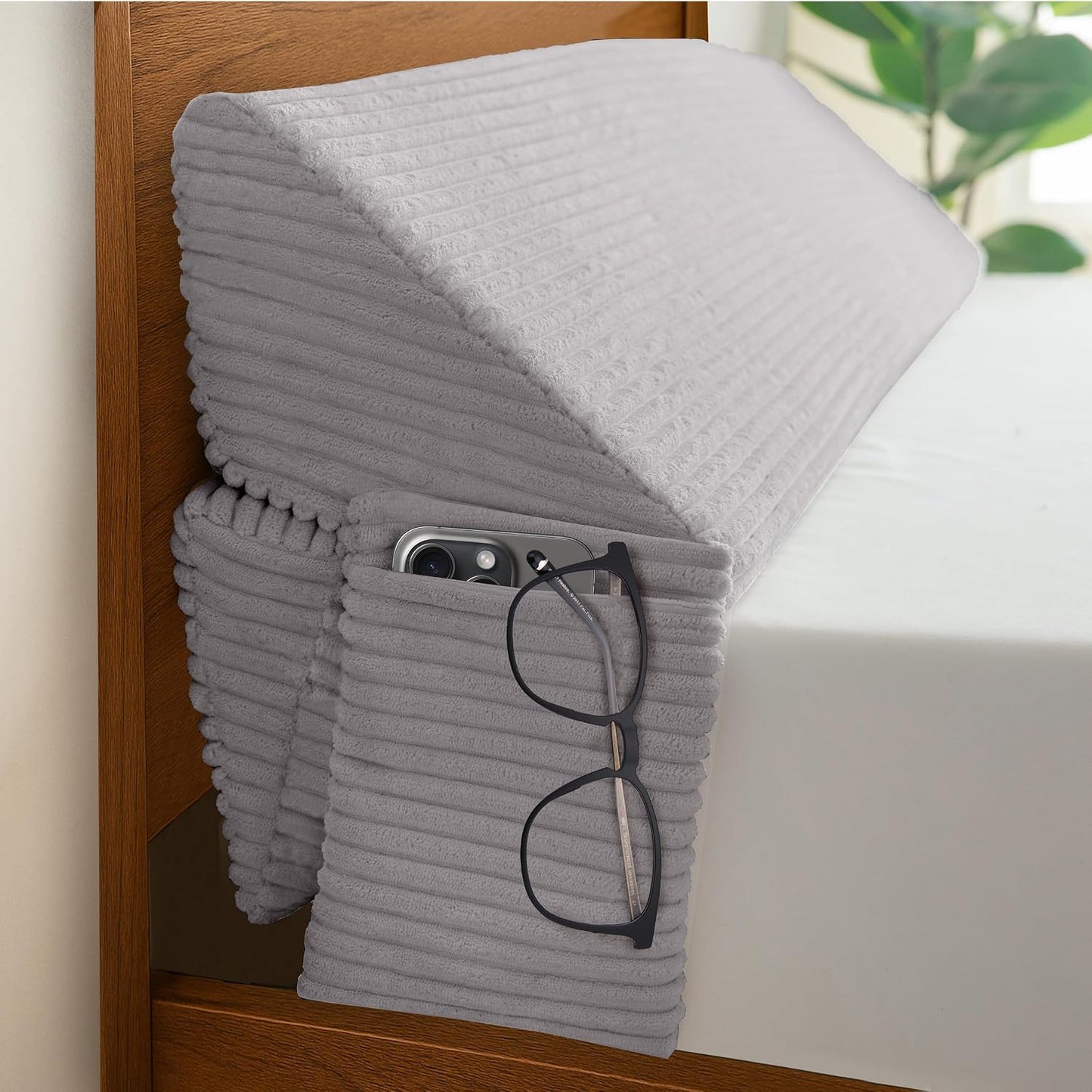 HIGOGOGO Queen Size Wedge Pillow for Headboard Gap - Multi Functional Mattress Wedge Bed Gap Filler Close The Gap (0-7") Between Your Mattress and Headboard or Wall (Grey 60"x11"x9")