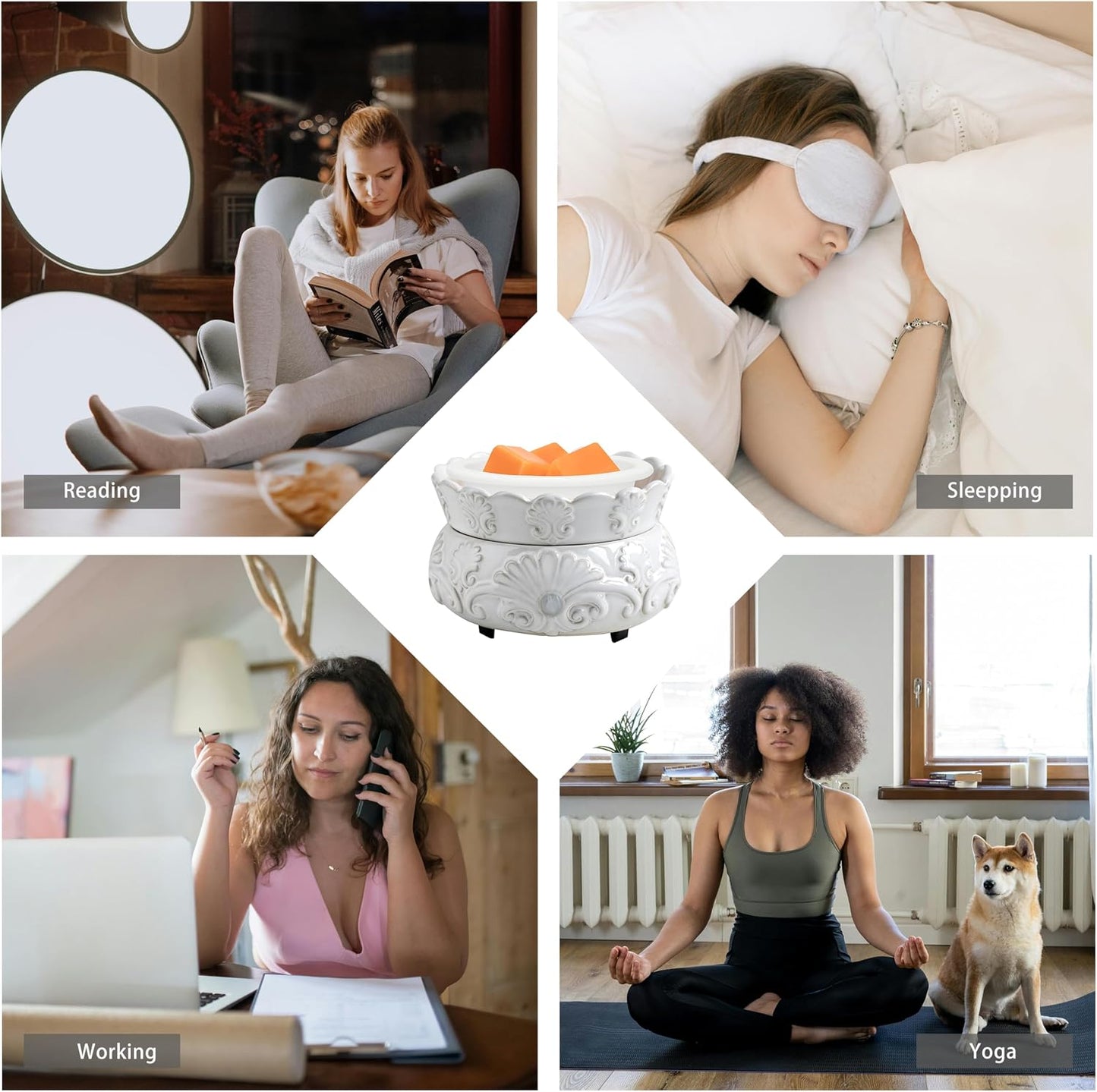 ASAWASA 2PCS Smart Candle Warmer for Large Jar, Coffee Mug Warmers, with Gravity Switch Auto Shut-On/Off, Safely and evenly Release The Aroma, Keep The Drink Warmth, Best Ideals Valentines Day Gifts