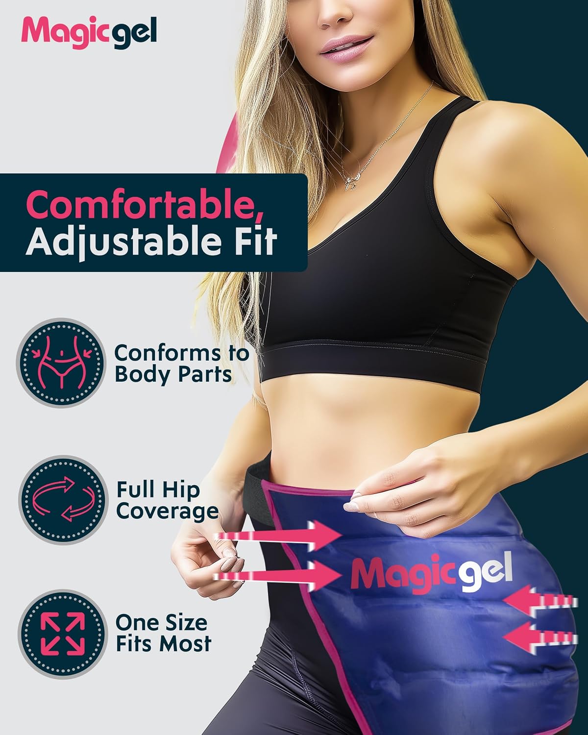 Magic Gel Hip Ice Pack Wrap - Reusable Cold Pack for Hip Bursitis, Hip Replacement Surgery and Hip Flexor Pain. Hip ice wrap for Inflammation, Swelling and Hip Pain Relief