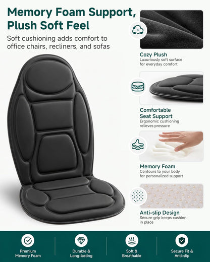 Snailax Back Massager with Heat, Vibration Massage Chair Pad, Seat Cushion | 10 Motors, 5 Modes, 3 Intensities, 2 Heat Settings, 3 Heating Areas, 30/60/90-Min Timer, Foldable, Carry Bag, 2026 Upgraded