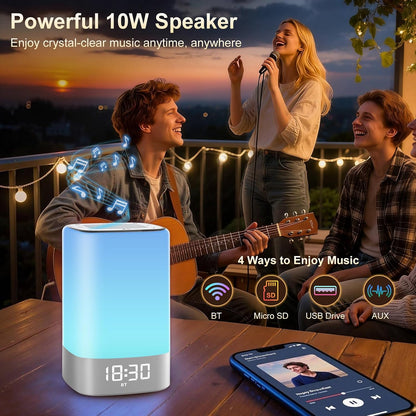 Sound Machine 32 Soothing Sounds, Alarm Clock Night Light Bluetooth Speaker