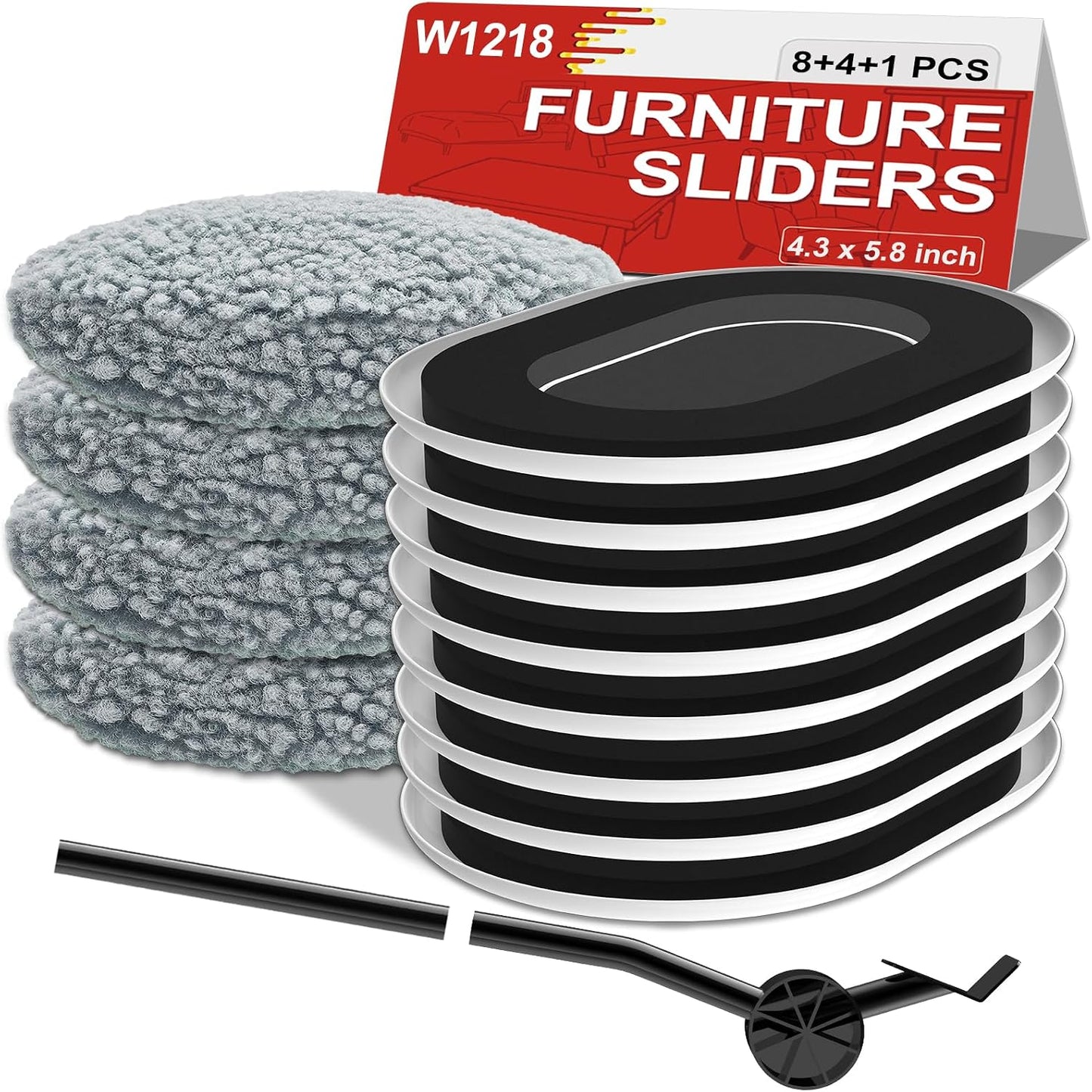 New Upgrade Furniture Sliders: Multi-Surface 3-in-1 Furniture Movers Slider | Heavy Moving Pads with 8PCS 4.3" Carpet Sliders + 4PCS Hard Floor Socks + 1 Lifter - Protect Floor and Easily Move Furniture