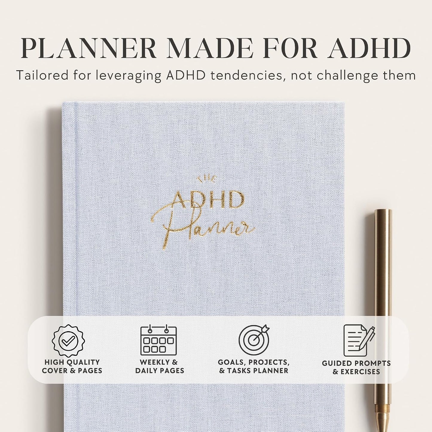 The ADHD Planner for Adults - Undated Daily & Weekly ADHD Journal for Disorganized People, 90 Days - Habit Tracker, Record Emotions & Mood - Academic Goals - Structure & Focus for Adults Brains