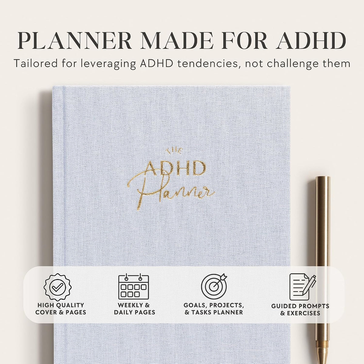 The ADHD Planner for Adults - Undated Daily & Weekly ADHD Journal for Disorganized People, 90 Days - Habit Tracker, Record Emotions & Mood - Academic Goals - Structure & Focus for Adults Brains