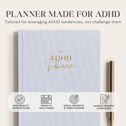 The ADHD Planner for Adults - Undated Daily & Weekly ADHD Journal for Disorganized People, 90 Days - Habit Tracker, Record Emotions & Mood - Academic Goals - Structure & Focus for Adults Brains