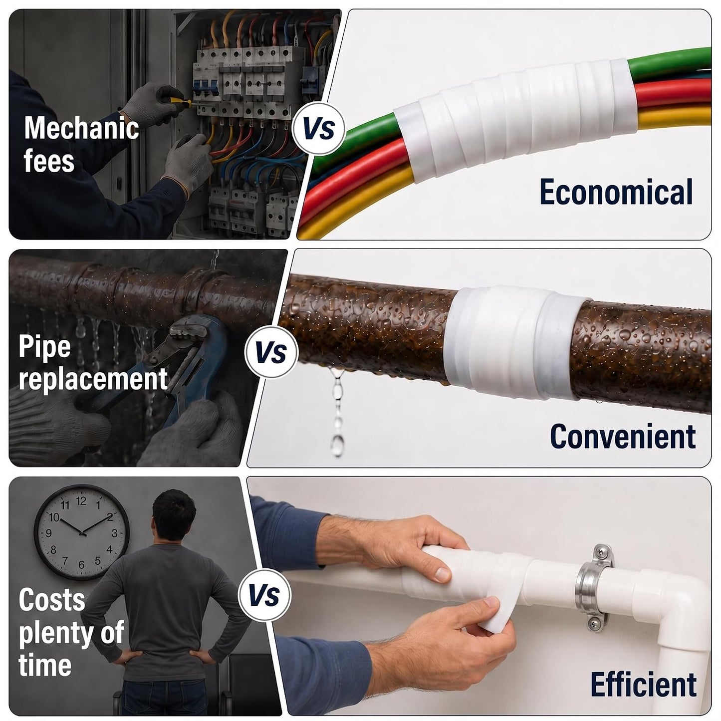 Self Fusing Silicone Tape 2 Rolls Flex Seal Tape 1 Inch x 10 Feet | Waterproof Hose Repair Tape, Silicone Rubber for Plumbing, Pipe Leak Seal, Rescue Tape, Outdoor Coax And Tool Fixation