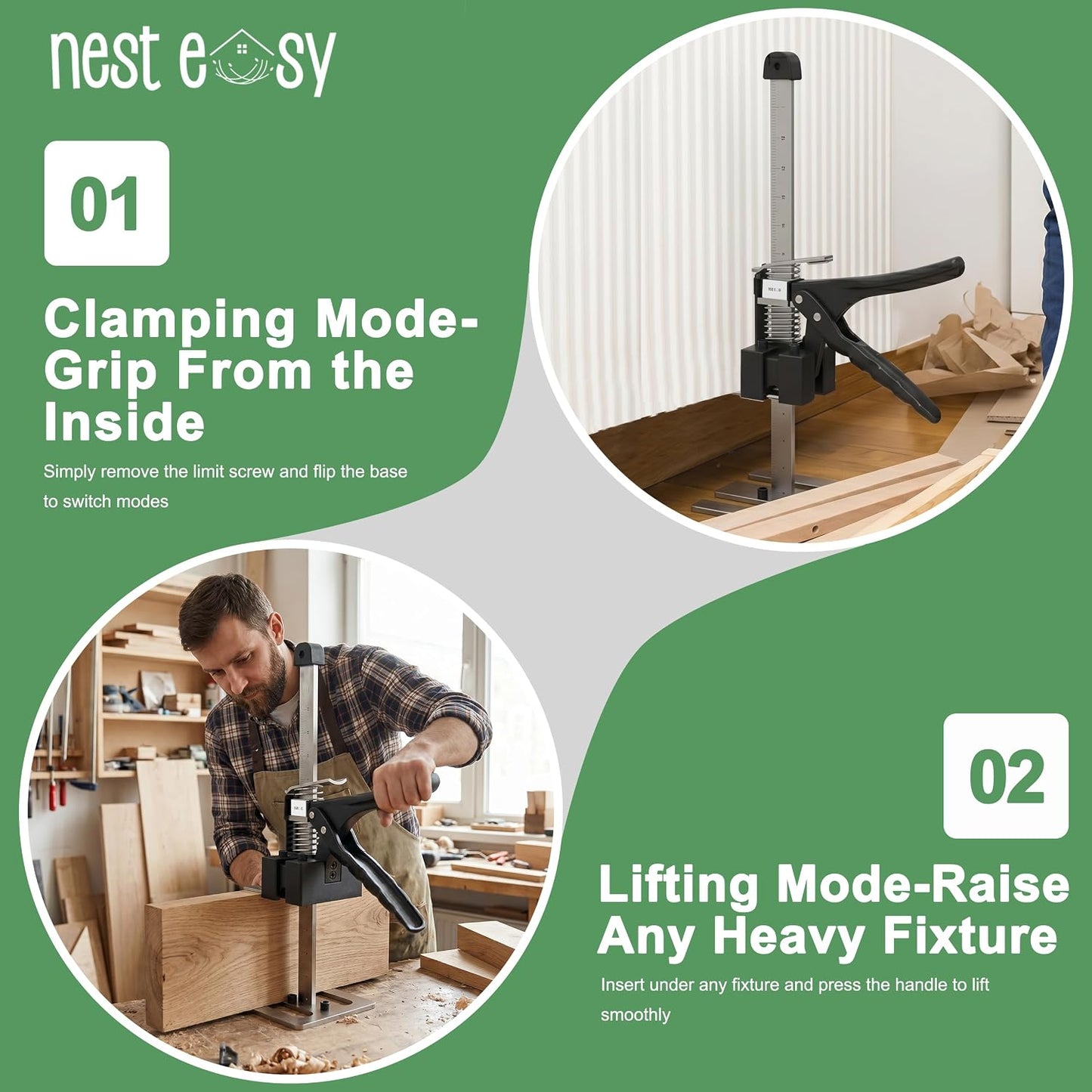 Furniture Jack 2 Pack Labor Saving Arm Jack 12IN Handle, 360 LBS Capacity | Labor-Saving Arm Jack Handle - Ideal for Cabinets, Doors, Windows & Furniture, Hand-Operated Construction Lift Solution Tools
