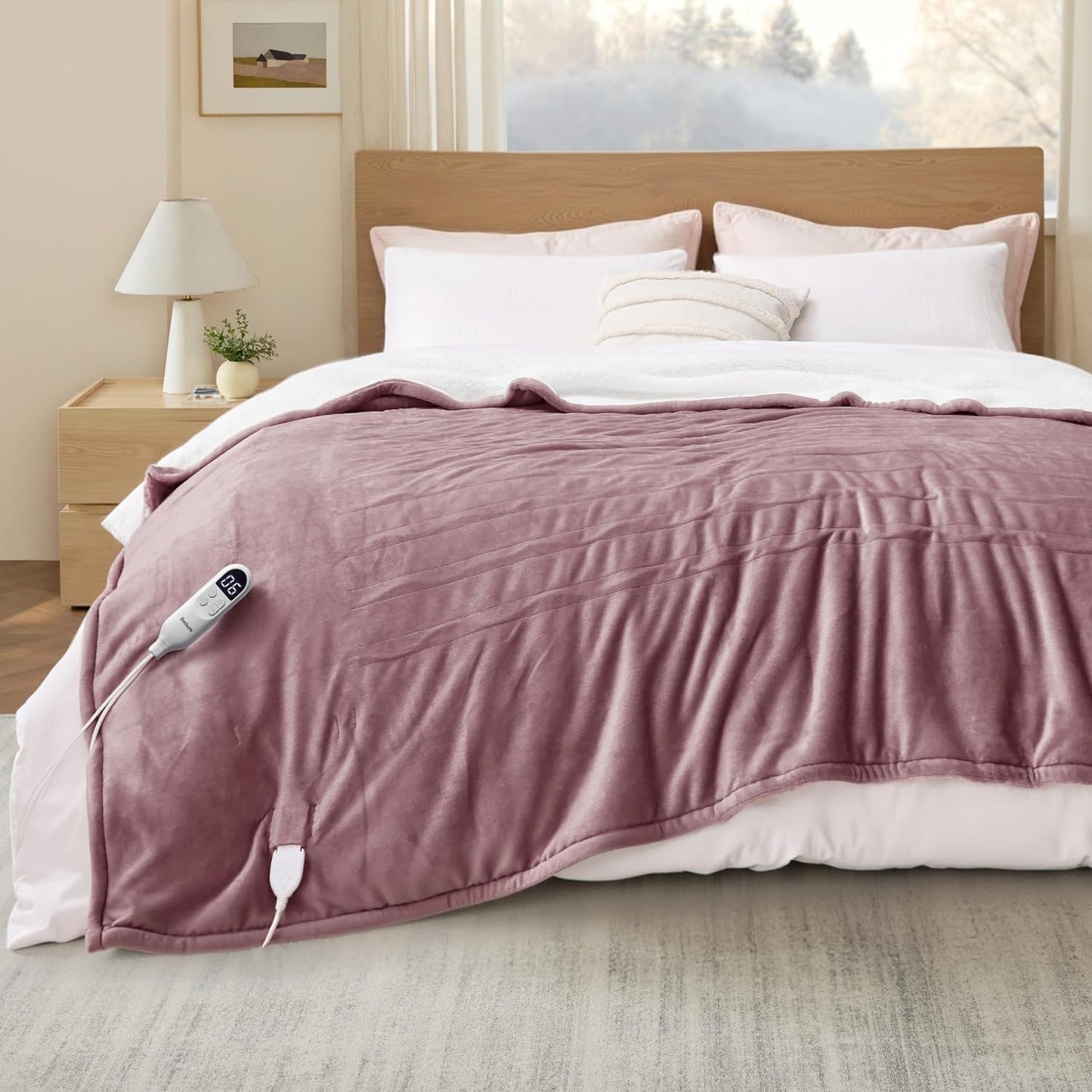 Bedsure Heated Blanket Throw Blanket with Preheat Function - Fast Heating Electric Blanket, Soft Flannel Throw with 6 Time Settings(Up to 10H), 6 Heating Settings, Gifts for Grandma (50"x60", Grey)