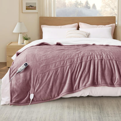Bedsure Heated Blanket Throw Blanket with Preheat Function - Fast Heating Electric Blanket, Soft Flannel Throw with 6 Time Settings(Up to 10H), 6 Heating Settings, Gifts for Grandma (50"x60", Grey)