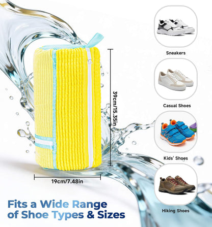 Shoe Washing Machine Bag 2-Pack, Reusable Heavy Duty Laundry Bag - 360° Deep Clean for Sneakers, Tennis Shoes in Washer & Dryer, Prevents Deformation, Yellow