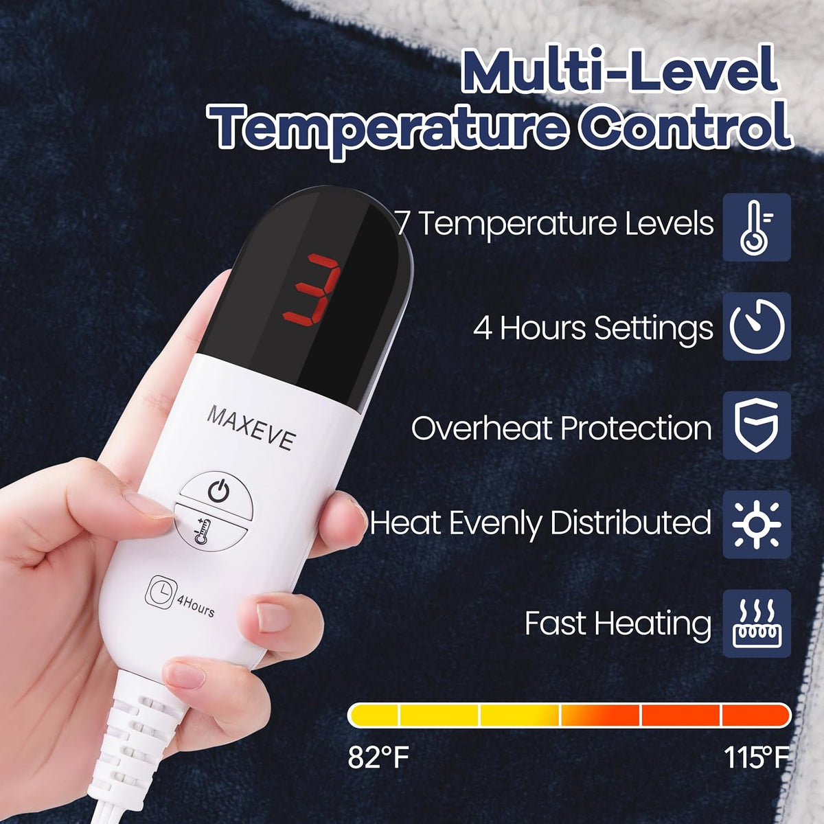 MAXEVE Heated Wearable Blanket with Foot Pocket & Sleeves Electric Snuggle