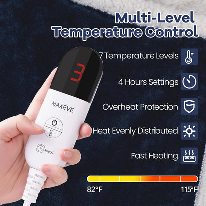 MAXEVE Heated Wearable Blanket with Foot Pocket & Sleeves Electric Snuggle