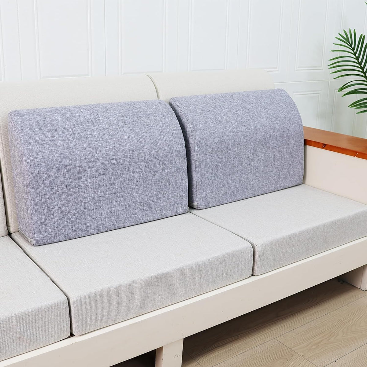 2PCS Sofa Couch Back Cushions, Backrest Support Pillow for Elderly,Extra Large Thick Lumbar Support Pillow for Home (6x24x13.2 in, Linen, Medium Grey)