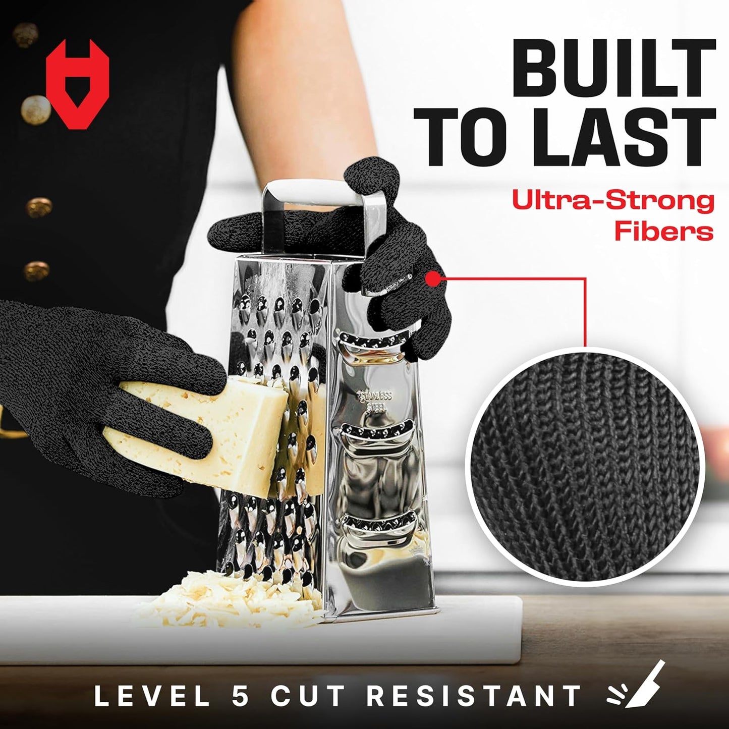 NoCry Cut Resistant Gloves With Grip Microdots — Food Grade Cutting Glove | Cut Proof Kitchen Gloves, Mandoline and Food Prep Safety, Great For Woodworking, Ambidextrous, Breathable, Machine Washable