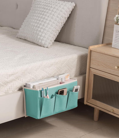 Bedside Caddy/Bedside Storage Organizer Hanging Bag with Three Options,Suitable for home beds, sofas, and dormitory beds—can hold magazines, books, phones, iPads, remote controls. (Gray)