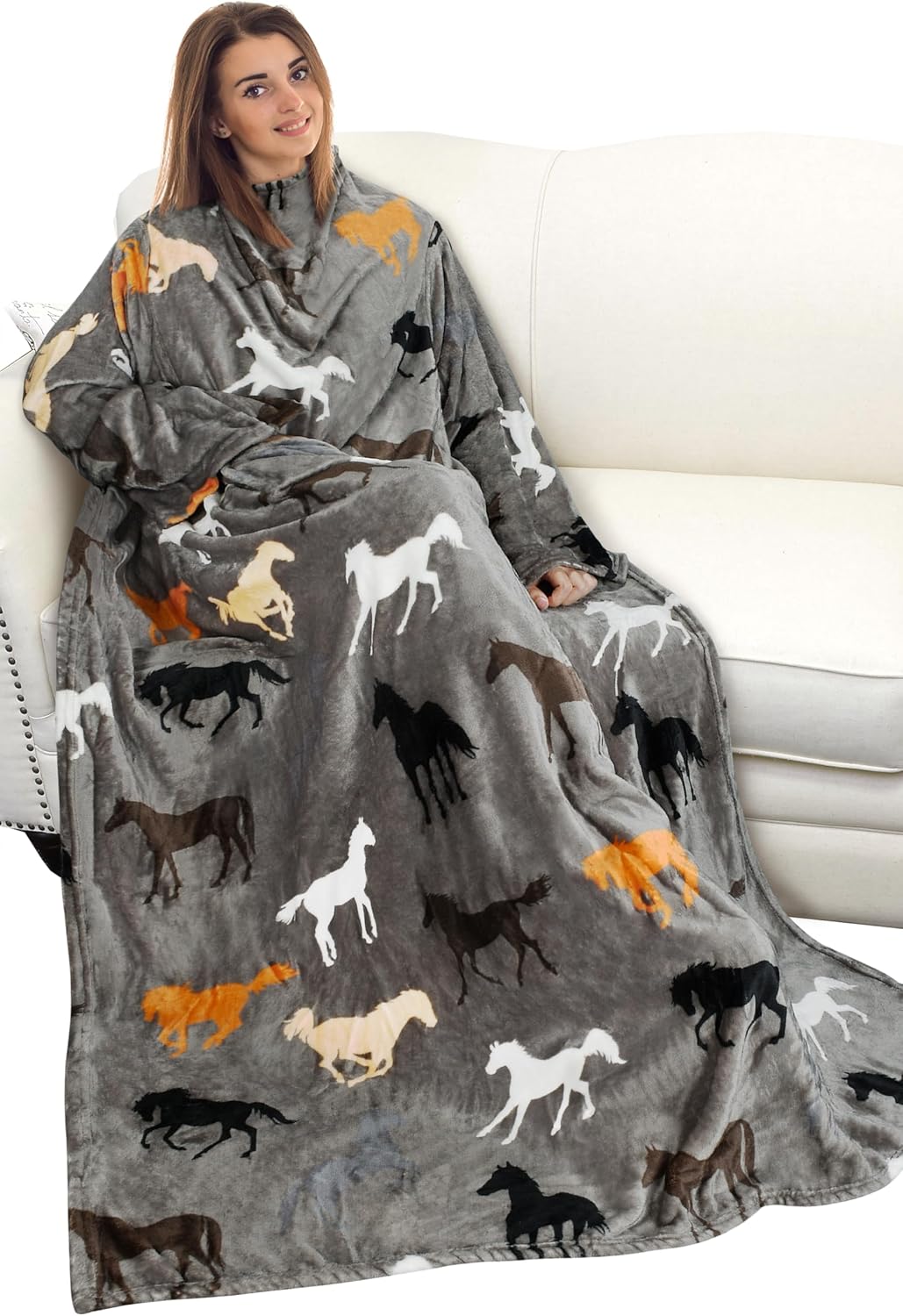 Catalonia Wearable Blanket with Sleeves for Women & Men, Fleece Wrap Throw | Cozy Sleeve Design for Hands-Free Comfort, Perfect for Reading, TV Time & Relaxing, Christmas & Birthday Gift