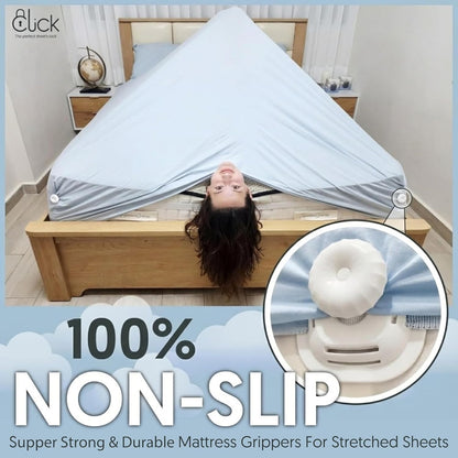 Click Bed Clips to Hold Sheets - Sheet Clips & Straps Keep Sheets in Place Firm & Tight on Single and Twin Bed, Heavy Duty Sheets Holders & Mattress Clips to Keep Sheets on Single & Twin Beds