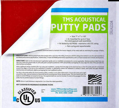 Acoustical Putty Pads - Moldable Soundproofing Pad - Fire Stop for Electrical Boxes Outlet Putty Pad, Highest UL and STC Rating - Size 7 x 7 - Pack of 3 Putty Pads - Made in USA