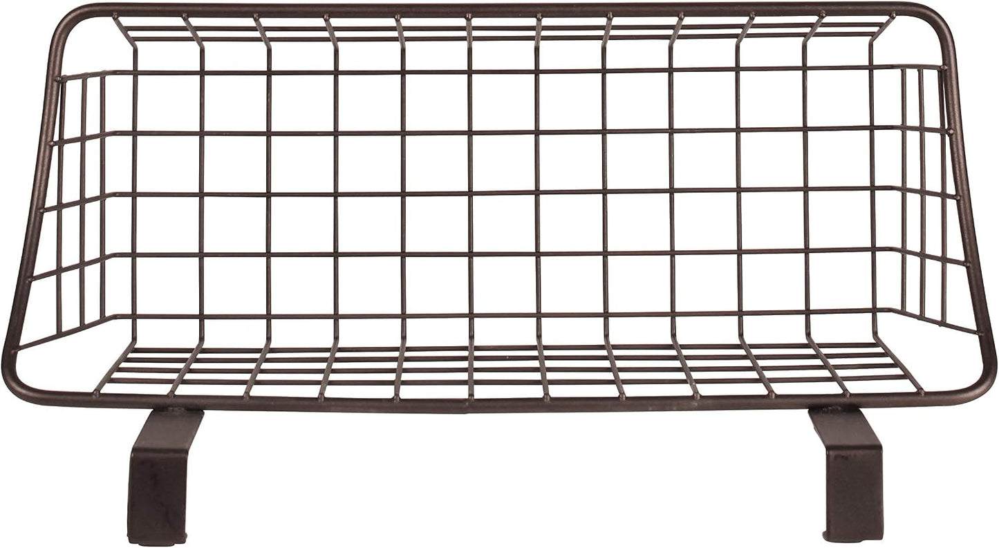 Spectrum Hanging Baskets for Organizing (Large, Satin Nickel) - Grid Over the Cabinet Wire Basket for Kitchen or Bathroom - Door Hanging Storage Organizer for Cleaning Supplies, Washcloths, & Towels