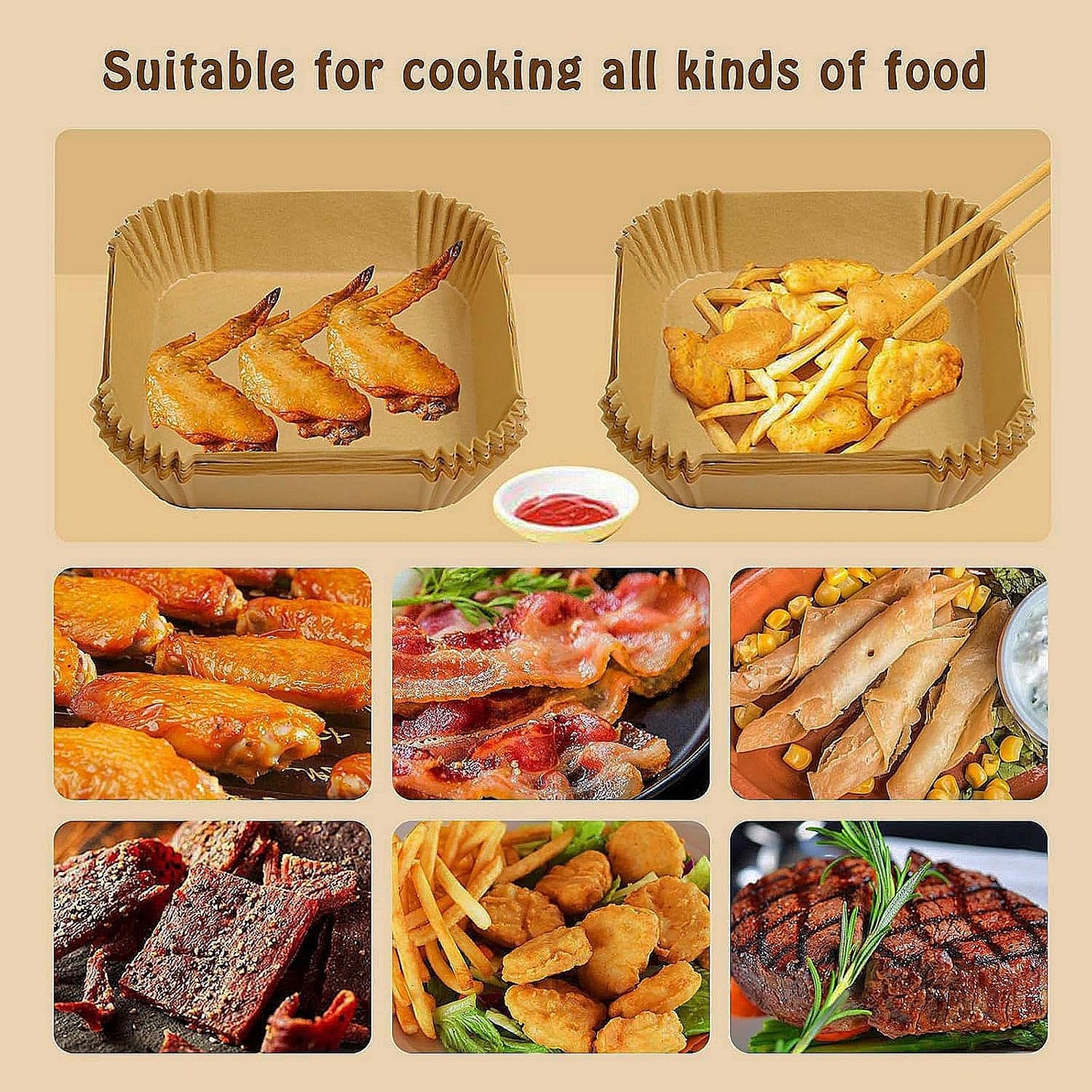 130 Pcs Disposable Mini Air Fryer Liners for COSORI 2.1 Qt Air Fryer | Small Air Fryer Liners, Pre-Cut and Ready to Use Upon Receipt, Food-Grade Safe, Heat to 430°F, Non-Stick