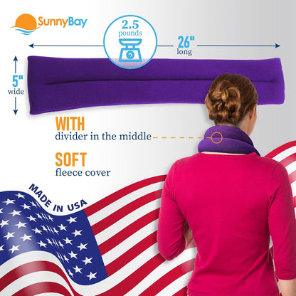SunnyBay Microwavable Heating Pad for Neck and Shoulder, Heated Neck Wrap, Microwave Heat Pad, Weighted Beanbag Moist Hot or Cold Compress, 2.2 lbs, 26x4 Inches, Navy Blue