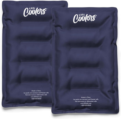 Cool Coolers by Fit & Fresh 2 Pack XL Soft Ice Packs for Cooler, Flexible Stretch Nylon, Lunch Box Ice Packs, Large Reusable Freezer Packs, Cornflower Blue