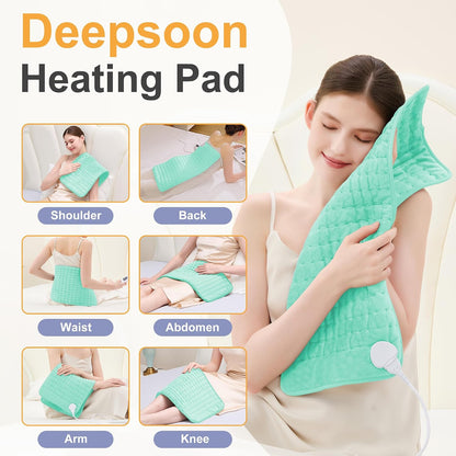 Heating Pad,Heated Blanket,Heating Pad for Back Neck,Grey,24x12 Inch | Electric Heating Pad,Dry/Moist Heat Heating Pads,Heating Pads for Shoulder,Abdomen,Heat Pad for Women Men,Birthday Gift