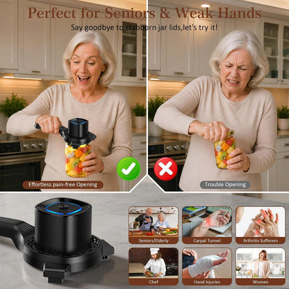 Electric Jar Opener for Seniors with Auto-Adjusting Gripper,Fit 1"-3.5" Cap | Rechargeable Jar & Bottle Openers for Weak Hands and Arthritis, Easy Twist Off Lid Opener with Rubber Gripper Pad，Red