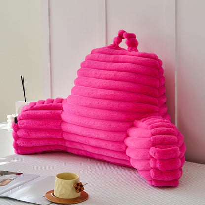 Large Reading Pillow for Adults, Back Support Pillow for Sitting Up in Bed with Arms, Couch for Lounging Bedrest, Pink