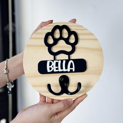 Dog Leash Holder Wall Mount, Pet Harness Hanger with Scrabble Letters, Dog Collar Organizer for Entryway, Memorial Cat Leash Holder for Wall, Pet Loss Gifts, Keepsake, Home Decor PF212-NAT