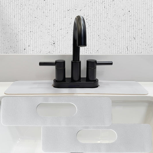 Faucet Mat Bathroom Sink Oval-Hole : AHA HOMEWARE Diatomite Rubber Bathroom Sink Splash Guard Oval Hole 2 Packs (Light Gray)