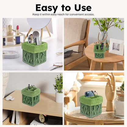 2 in 1 Glasses Holder, Double Plush Lined Eyeglass Holder Stand | 2 Slots Anti-scratch Eye-glasses Storage Organizer Case for Nightstand, Office Desk, Table, Brown