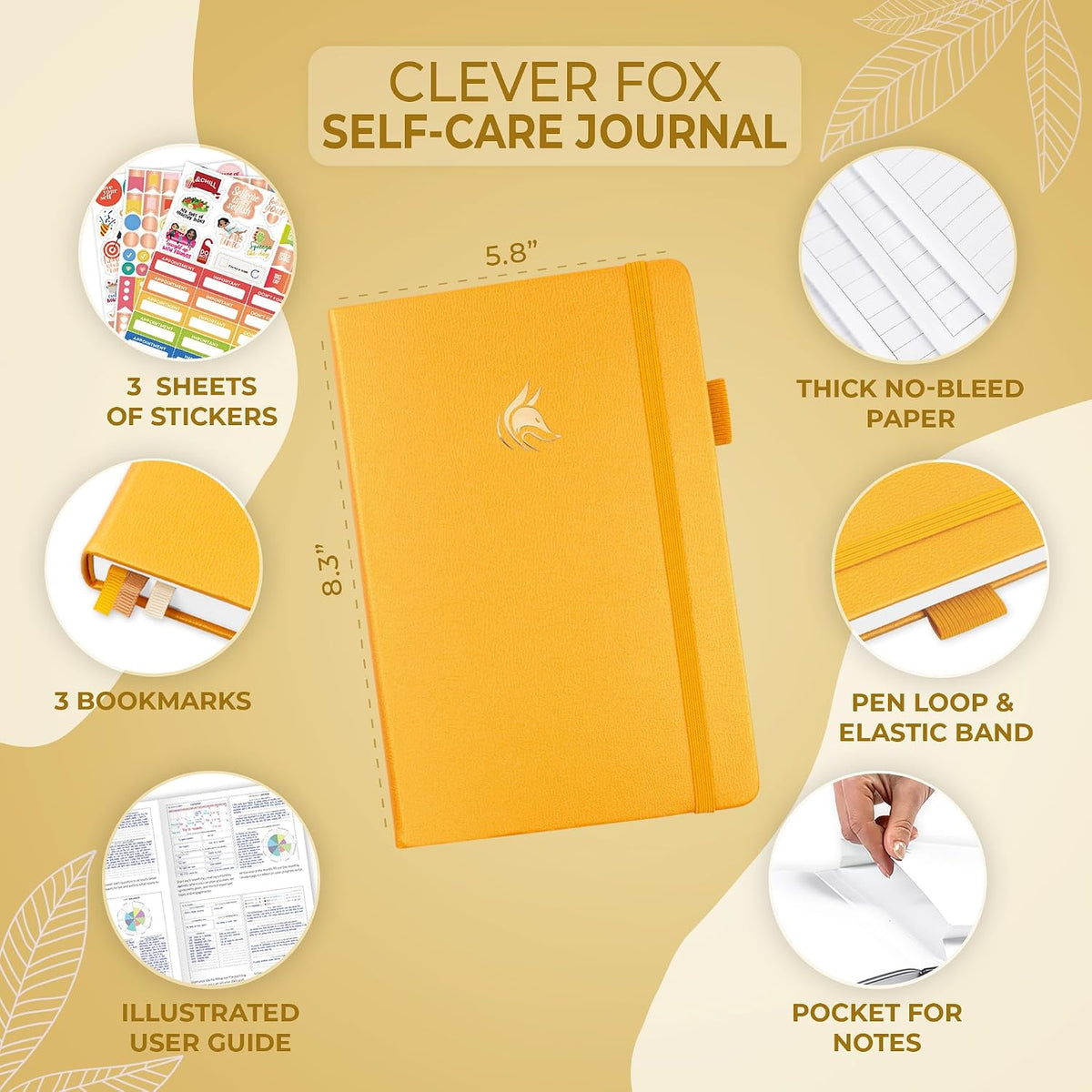 Clever Fox Self-Care Journal for Women, Daily Planner 5.8x8.3 Mystic blue