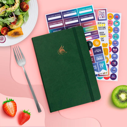 Clever Fox Wellness Planner & Food Journal for Weight Loss, A5 Orange | 5.8"x8.3" nutrition & exercise tracker for women tracking meals, diet & symptom diary, calorie counter notebook, stickers