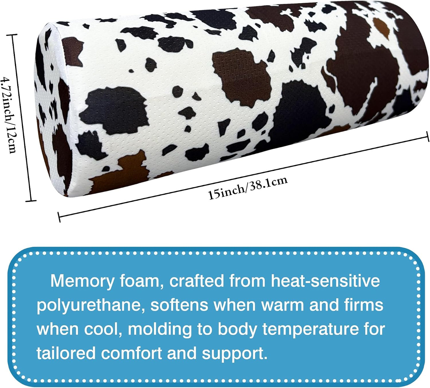 Neck Roll Pillow for Sleeping,Ergonomic Cylinder Tube Pillows for Cervical Spine and Neck Support,Versatile Roll Pillow for Bed,Office,and Travel,Memory Foam Bolster with Washable Cover