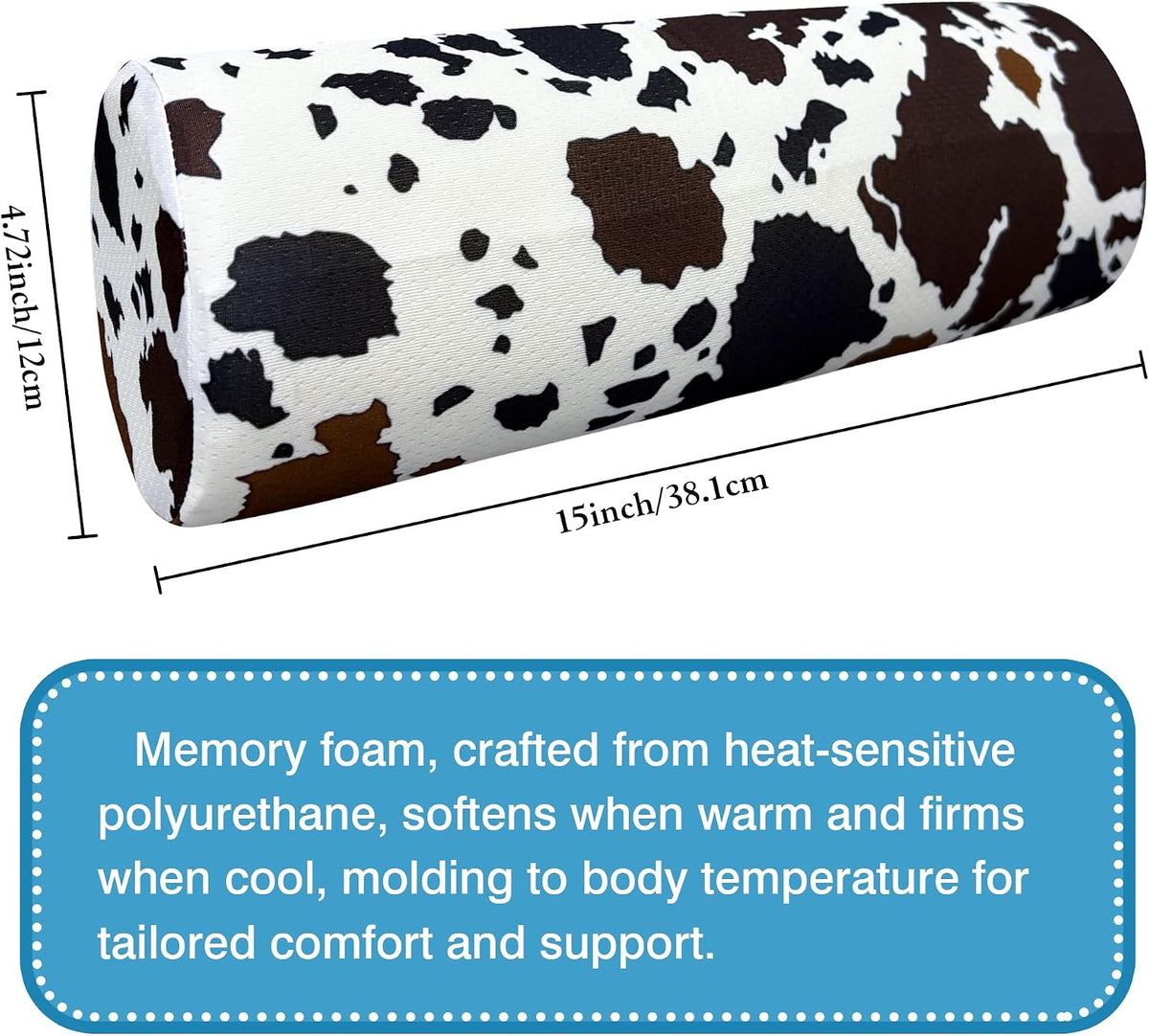 Neck Roll Pillow for Sleeping,Ergonomic Cylinder Tube Pillows for Cervical Spine and Neck Support,Versatile Roll Pillow for Bed,Office,and Travel,Memory Foam Bolster with Washable Cover