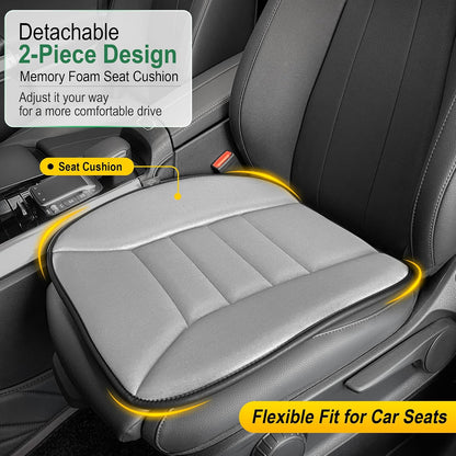 kingphenix Memory Foam Car Seat Cushion for Driver and Office Chair Comfort | 1.2-Inch-Thick Memory Foam Seat Pad, Soft, Breathable Fabric, Non-Slip Silicone Bottom for Long Drives and Office Use, Black