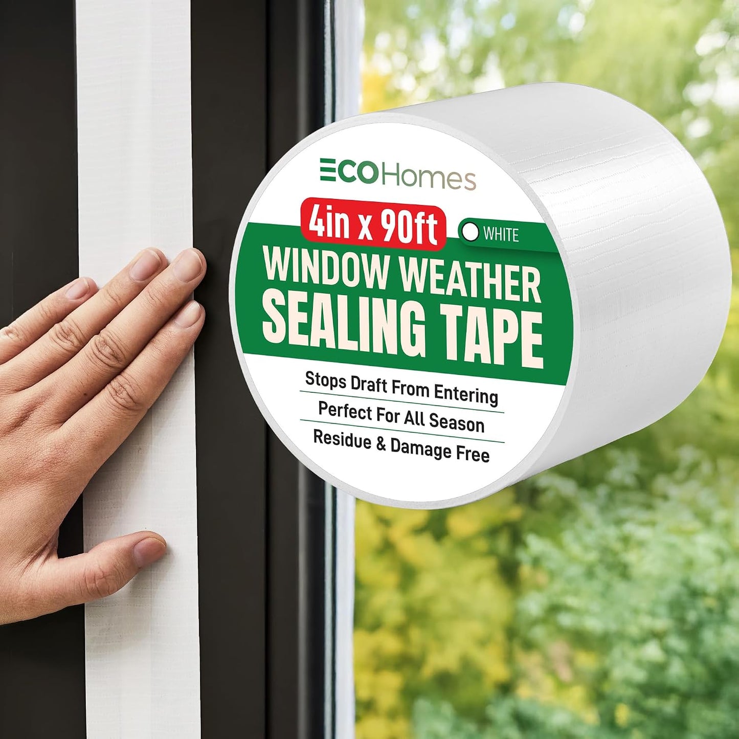 ECOHomes Window Weather Sealing Tape (2 Inch Wide x 90 Ft, Clear) | Weather Stripping Tape, To Stop Drafts Through Window Gaps and AC Units, Insulation Seal for Home and Air Conditioners