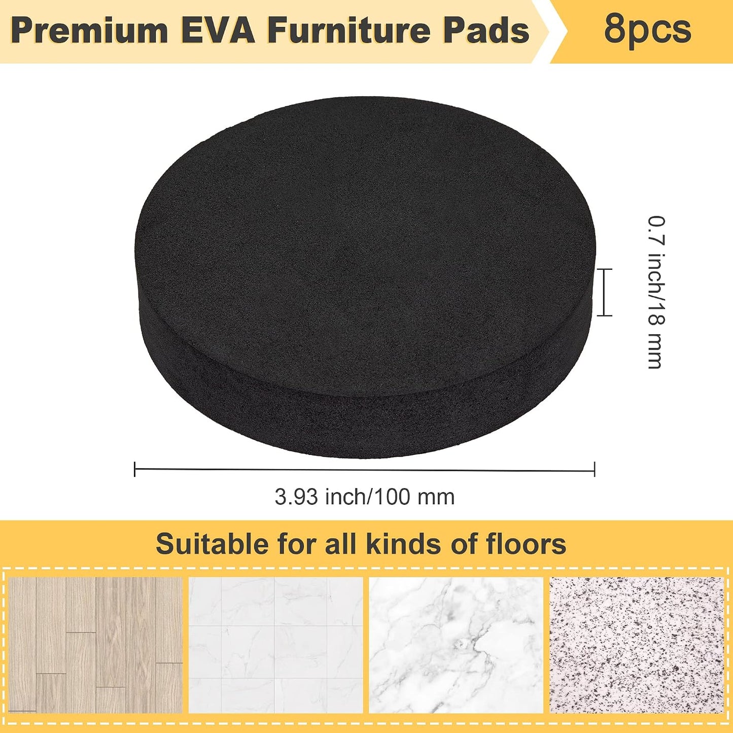 MyLifeUNIT EVA Shock Absorbing Washer Pads, Anti-Vibration Washer Mat Protector for Washing Machine Dryer Treadmill (8 Pack)