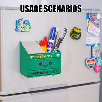 Tian Zhun Dumpster Fire Pencil Holder Funny Magnetic Pen Holder Strong Magnets to Store Marker Pencil Organizer for Refrigerator Whiteboard Locker Home Office or Hospital