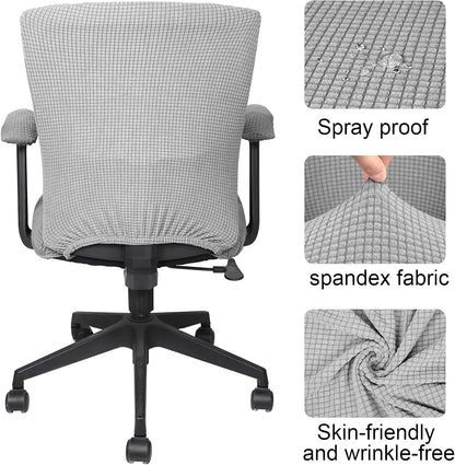 Tallew 4 Pcs Office Chair Covers Set Computer Universal Protective Stretchable Chair Seat Covers Desk Armrest Slipcovers Pads Office Cushion Backrest for Rotating (XL,Silver Gray)