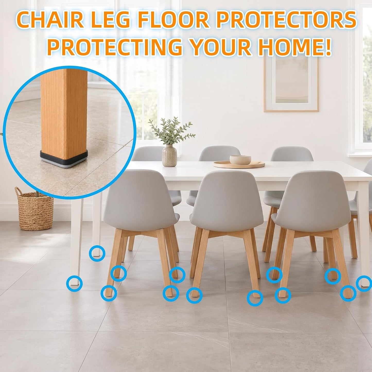 1" Nail on Furniture Sliders (24 Pack) - Furnigear Heavy Duty PTFE (Teflon) Chair Sliders Glides Wooden Furniture Movers Move Your Furniture Easily & Safety - Best Chair Leg Floor Protectors