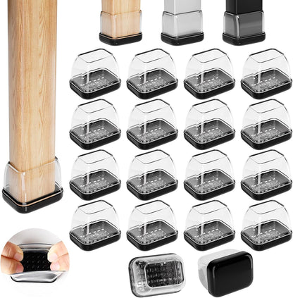 Ezprotekt Chair Leg Sliders for Carpet, 24 Pcs Square Chair Glides for Carpet, Carpet Furniture Pads Stool Leg Protectors Caps, Carpet Furniture Glides Quickly and Easily (L Fit:1" - 1.4")