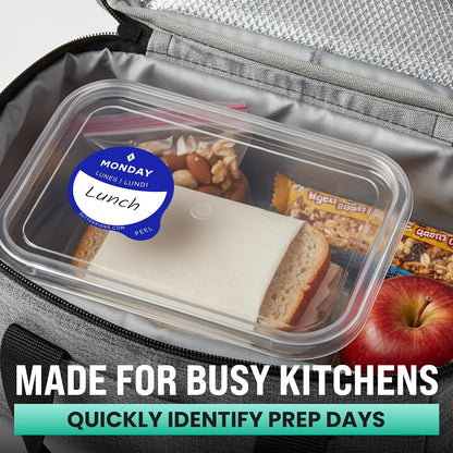 Date Stickers for Food - Day of the Week Day Dots Removable Food Labels, 1" Date Dot Stickers for Food Containers, 7000 Labels with Dispenser Box | 1" Date Dot Stickers for Food Containers, 7000 Labels with Dispenser Box