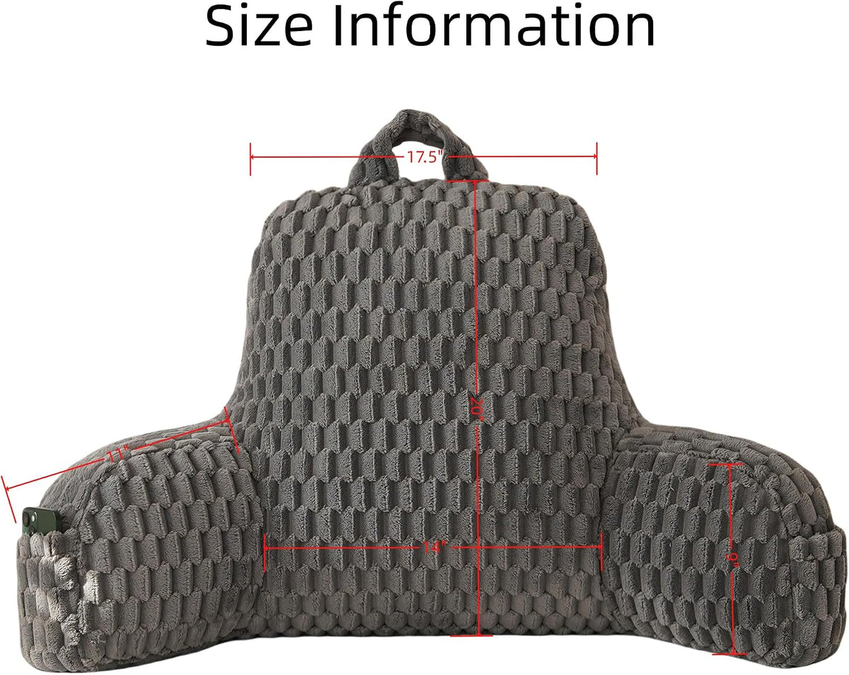 Large Reading Pillow for Adults, Back Support Pillow for Sitting Up in Bed with Arms, Couch for Lounging Bedrest, Pink