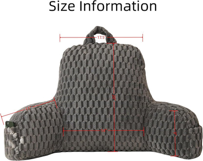 Large Reading Pillow for Adults, Back Support Pillow for Sitting Up in Bed with Arms, Couch for Lounging Bedrest, Pink