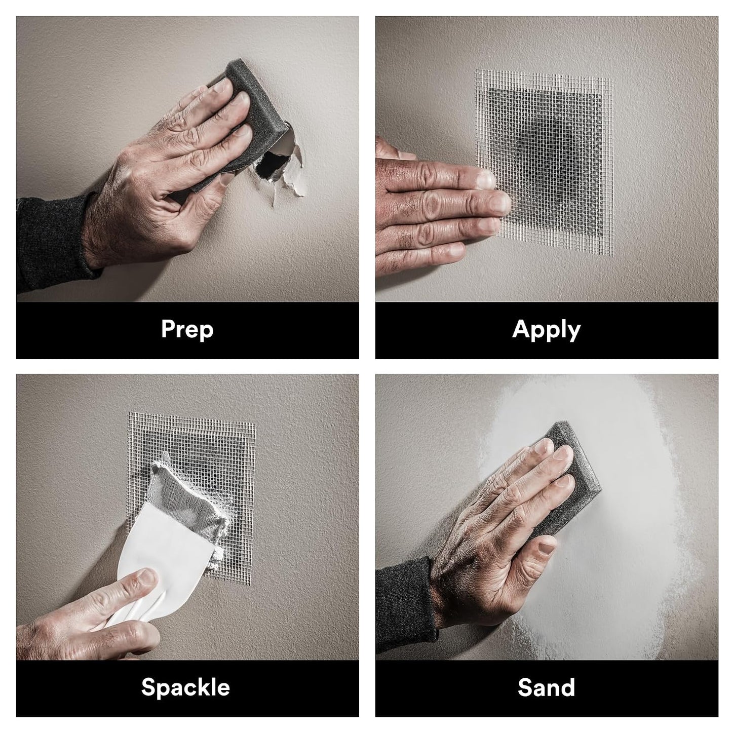 3M High Strength Small Hole Repair Kit | Wall Hole Repair Kit With Spackling Compound, Putty Knife, Repair Plate, And Fiber Tape, Good For Walls And Ceilings