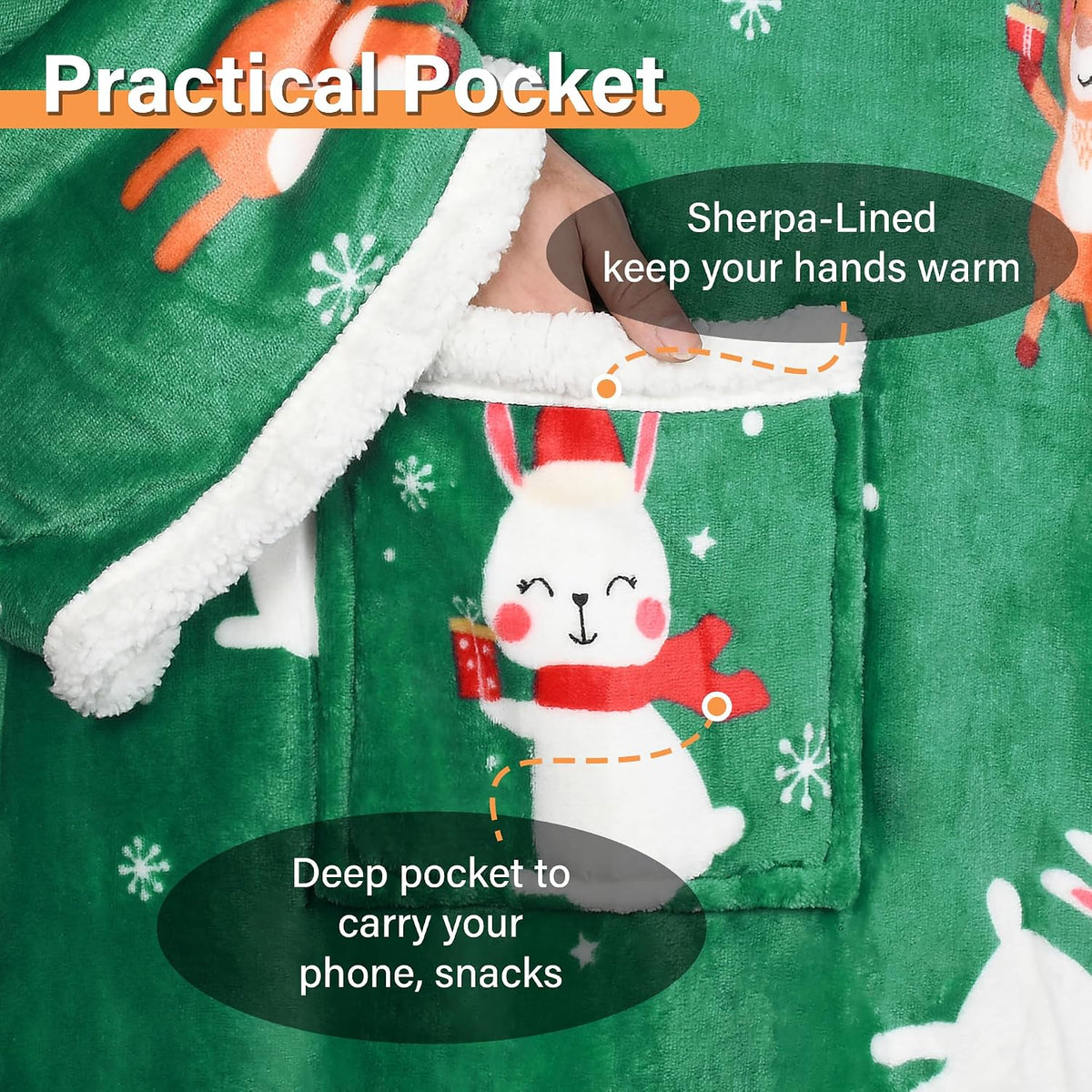 Catalonia Sherpa Wearable Blanket with Sleeves and Pocket for Adults