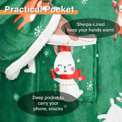 Catalonia Sherpa Wearable Blanket with Sleeves and Pocket for Adults