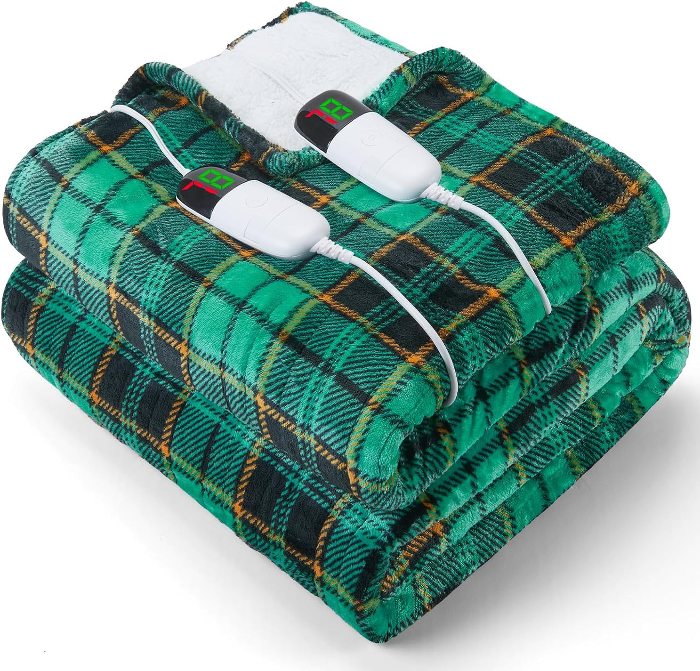 Heated Blanket Electric Throw 50X60 Heating Blanket with 10 Heating Levels 8 Hours Auto Off, Blue Plaid Sherpa Blankets Winter Warmer, Home Decor for Couch Bed Office,Gifts for Mom, Women,Washable